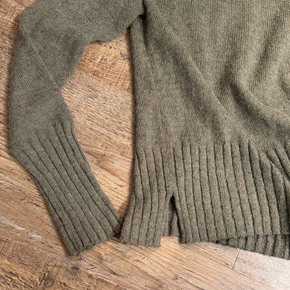 Madewell Olive Mock Neck oversized ribbed long sleeve Sweater size Small - Picture 6 of 8
